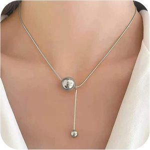 Long tiantian Simple Ball For Women Cute Ball Bell Pendant Choker  Necklace